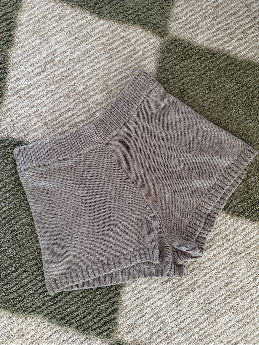 High-Rise Knit Lounge Shorts — Gray